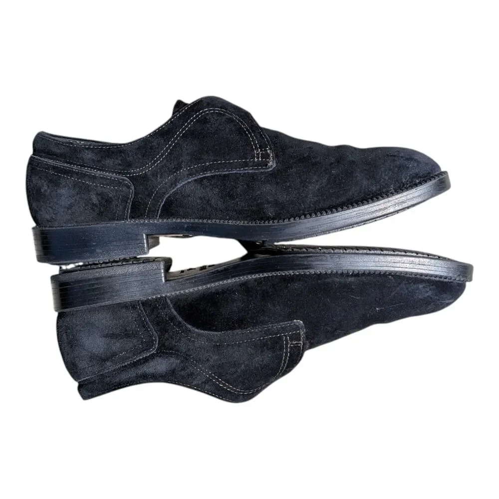 Hush Puppies Bounce Black Suede Monk Strap Loafers Shoes Mens 8.5 Comfort Classy